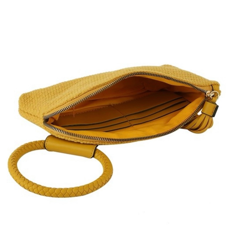 Yellow Woven Clutch with Tassel - Picture 3 of 3